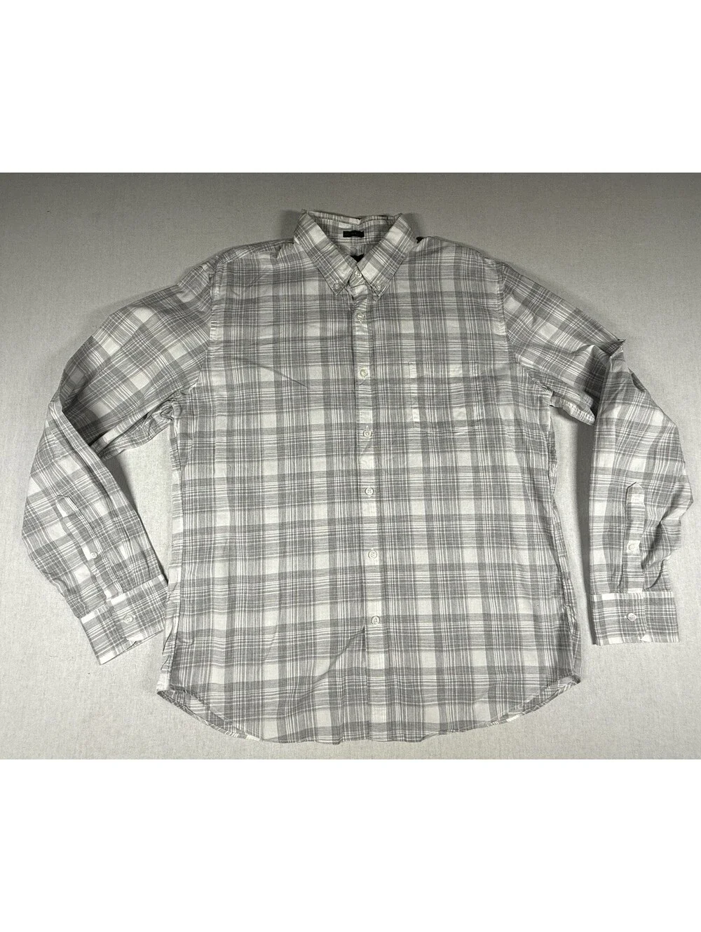 J Crew Slim Button Down Shirt Men Sz XL Gray Window Pane Long Sleeve 100% Cotton